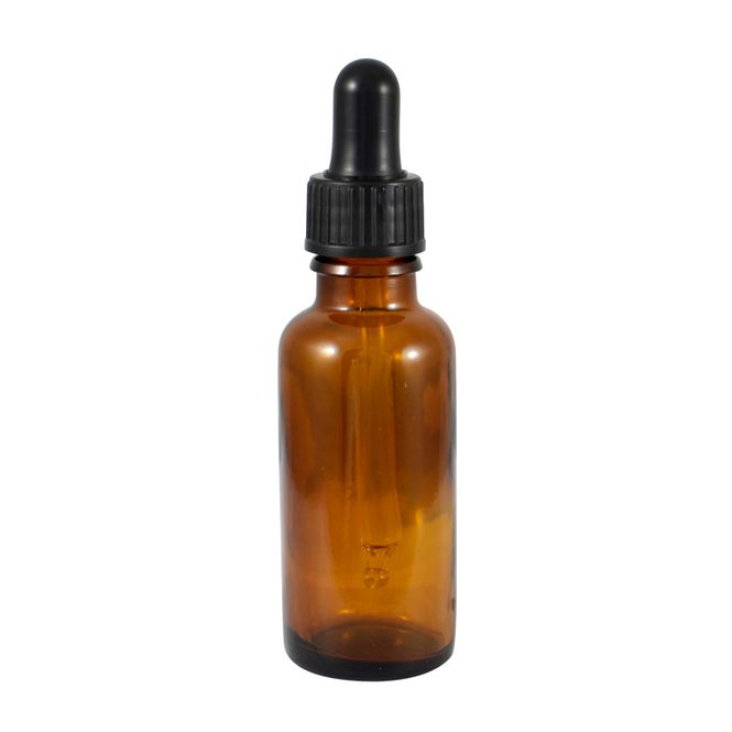 Hovedbilde Glassflaske brun 30 ml med pipette DIN 18 mm
