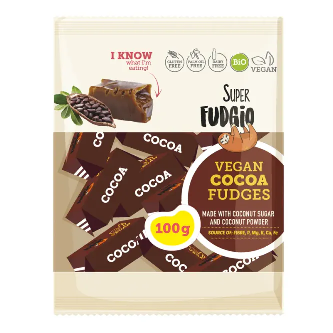 Hovedbilde Super Fudgio kakao karameller økologisk 100 g